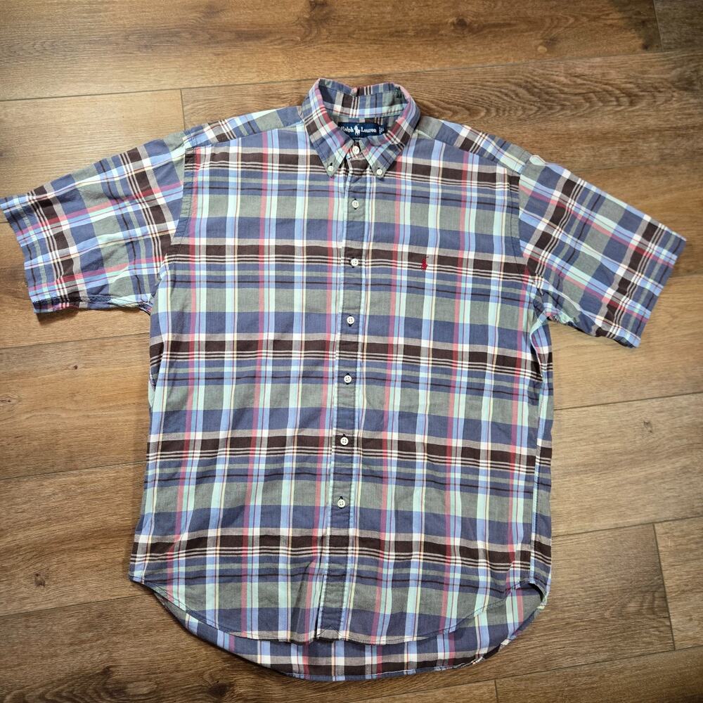 Polo Ralph Lauren Blake Shirt Mens L Blue Plaid Pony Old Money Ivy Coastal